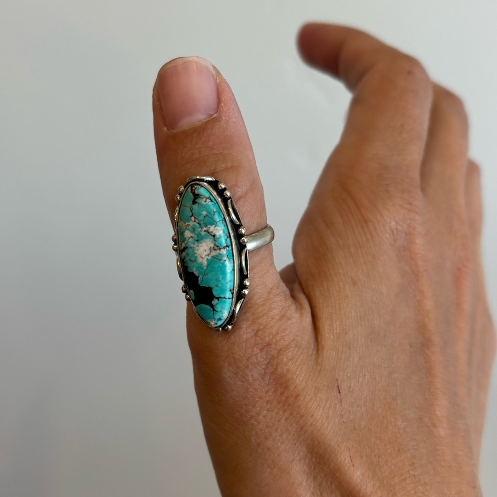 Turquoise Style Silver Ring - Turquoise Blue Statement Ring. Offers Welcome